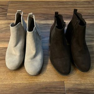 Light and dark ankle boots